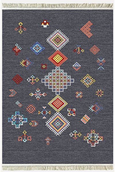 kilim home Cotton Kilim 54 Füme Zemin Geleneksel Motifler Modern Dekoratif Sa...