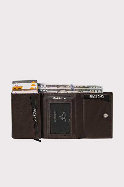 Garbalia Πορτοφόλι Malta Mechanism Brown θήκη κάρτας με αυτόματη θήκη νομισμάτων
