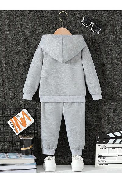 THEKONT Unisex Cute Cat Printed Hooded Cotton Tracksuit Set