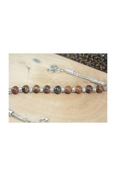 RD EKOAVM 8 Mm Tiger Eye Zaza Rosary 3 Crescent Tip Zaza Rosary Rdt2376