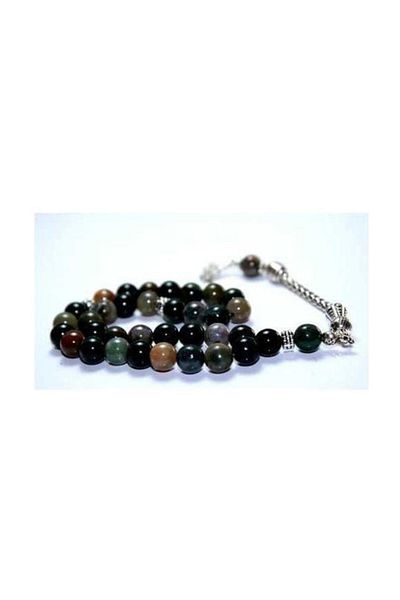RD EKOAVM Moss Agate Stone Rosary 8 Mm Globe Cut Rosary