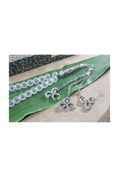 RD EKOAVM Three Tassel Three Crescent Tip Globe Cut 8 Mm Rosary Moon Stone Natural Stone Rosary Rdt2132