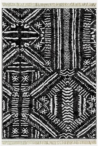 kilim home Βαμβακερό Χαλί Κιλίμ 46 με Μαύρο Φόντο, Γενικά Μοτίβα, Μοντέρνο Δι...