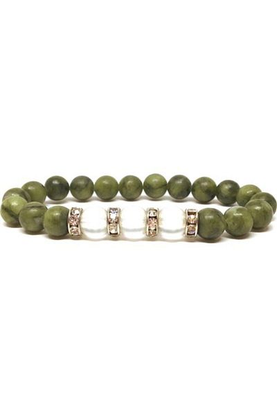 RD EKOAVM Bi'bracelet Green Jasper And Quartz Stone Bracelet