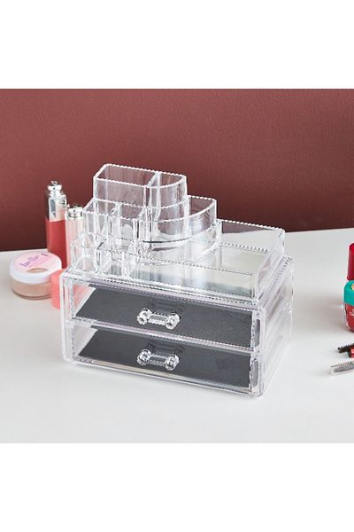 Home Box Crystal Cosmetics Organiser with 2 Drawers