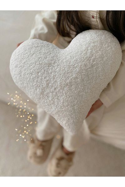 bohemoon Teddy Heart Pillow Natural White