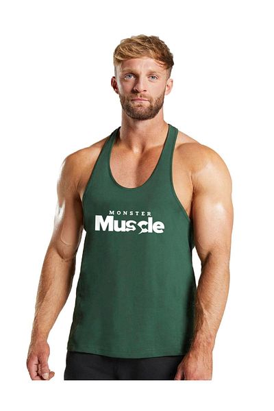 Ghedto قميص رياضي Monster Muscle Gym Fitness Tank Top للرياضيين [أخضر]