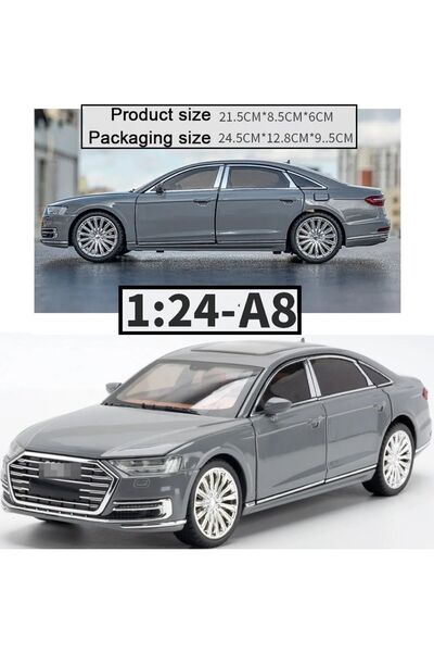 OYUNCAKSAHİLİ Audi A8 Long Quattro Tarzı 1:24 Metal Araba Diecast Audı 6 Kapı...