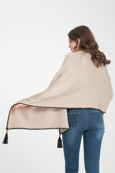 VEGA MODA Turtleneck Knitwear Women's Shoulder Shawl - Stitched and Patternless