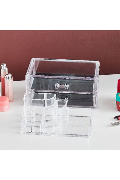 Home Box Crystal Cosmetics Organiser with 2 Drawers
