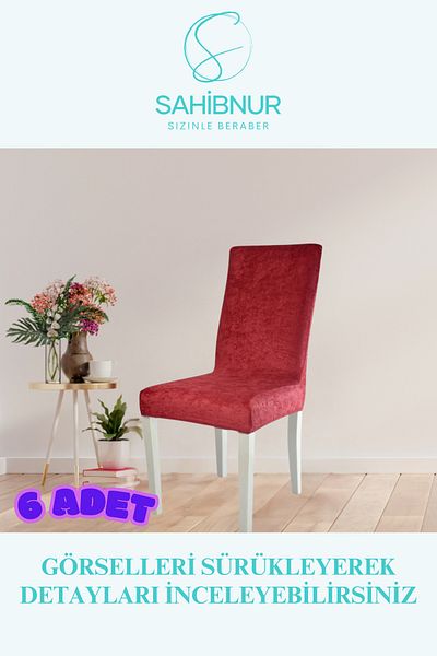 SAHİBNUR Sahibnur Velvet Chair Cover, Chair Cover, with Rubber, Flexible for 6 Pcs Case