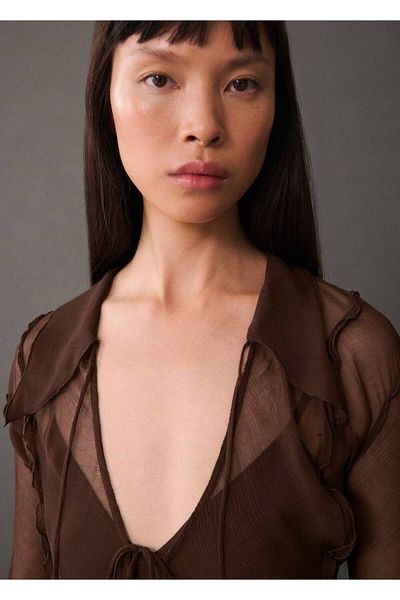 MANGO Woman Φόρεμα σιφόν σε γραμμή Α