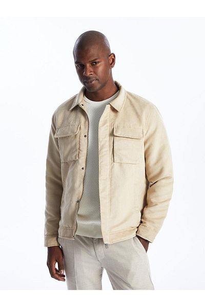 LC Waikiki Μπεζ Suede Ανδρικό Παλτό - Γιακάς Πουκάμισου, Standard Fit