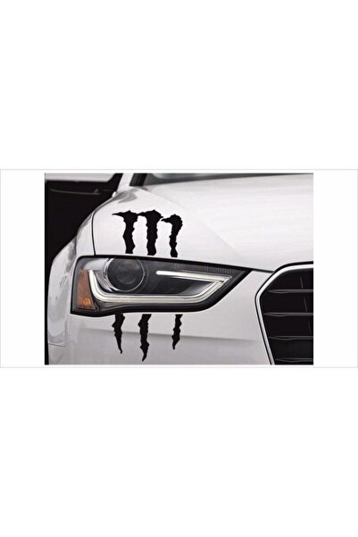 İŞCAN MOTOR Siyah 30x21 Cm Monster Pençe Oto Sticker Araba Far Sticker