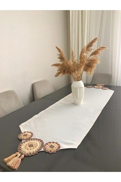 Parla Life Λινό Ύφασμα Χειροποίητο Πλεκτό Runner με σχέδιο 40x140 εκ