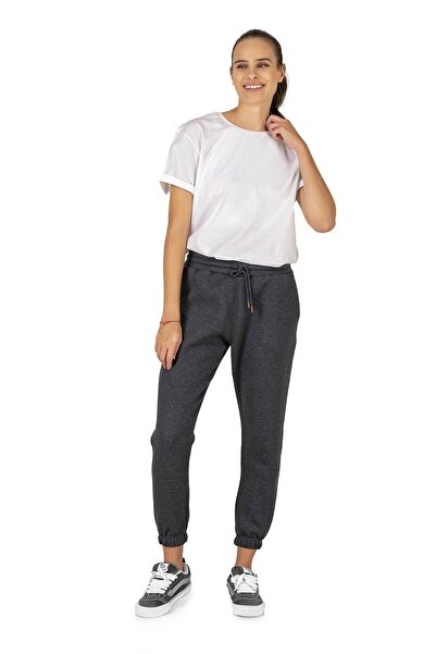 pour la riviere بنطال رياضي شتوي - أنثراسايت ميلانج، مقاس نحيف، طول الكاحل