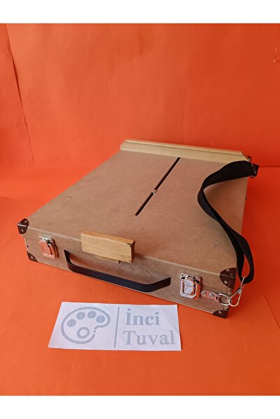 İNCİ TUVAL Ahşap Çantalı Şövale Tuval Resim Masaüstü 35x50cm Tuval Çekmeceli