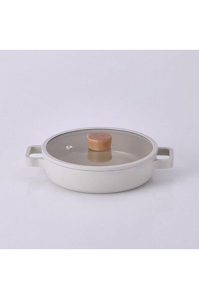 NEOFLAM Fika Cast Aluminum Saucepan with Glass Lid 22 cm Beige