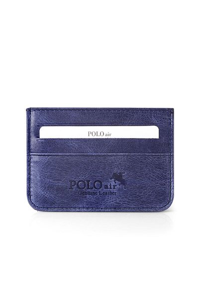 Polo Air In Genuine Leather Navy Blue Credit Card Holder Box