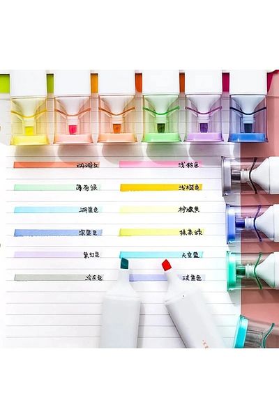 gebzeli Neon Colored Highlighter Set - Pack of 6