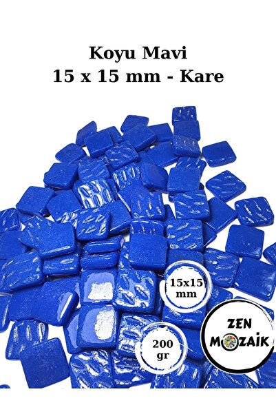 Zen Mozaik Sanatsal Mozaik Çalışmalarınız için 15 x15 mm - Kare Cam Mozaik Taşı