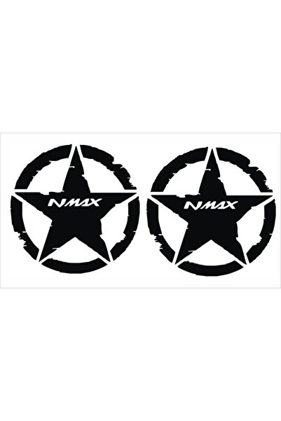 İŞCAN MOTOR 10x10cm Siyah Nmax Yıldız Sticker Motosiklet Sticker 2 Adet