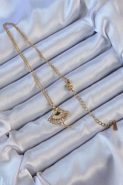 Moka Shopin Mokashopin 316L Zircon Stone Gold Colored Ballerina Necklace