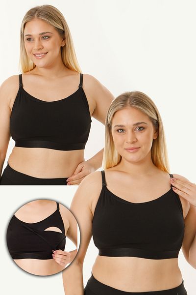 par lingerie pl Black Breastfeeder Half Tank - Set of 2