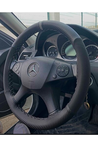 özgüven oto giyim Oto Direksiyon Kılıfı Karbon Alkantra Yüzüklü Model Gri Dik...