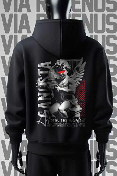 Vordevia Široka kroja - 3 niti crna gangsta majica Melek B Štampano K Sa kapu...