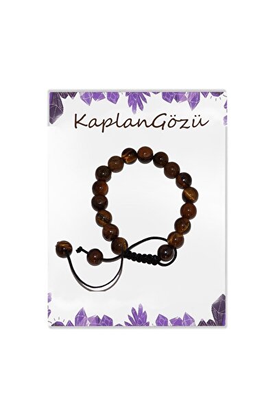 DOĞAL TAŞ CENNETİ Ayarlnabilir İpli Parlak Kaplan Gözü Doğal Taş Bileklik