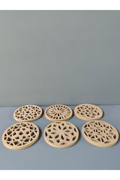 şimşek hobi tasarım Ahşap Motifli Boyanabilir Çay Kahve Altlığı a2