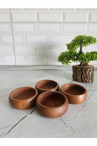 BTHGROUP 4 Pieces Wooden Snack Bowl - Presentation and Breakfast Bowl Set
