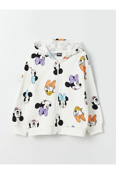 LC Waikiki LCW Kids Hooded Disney Printed Long Sleeve Girl's Zippered Sweatshirt