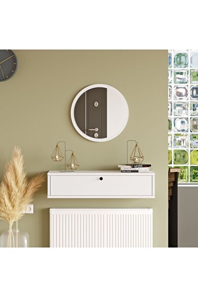 L'occi Concept Cosmia Aynalı 80 Cm Kapaklı Duvara Monte Dresuar Hol Antre Beyaz Cs2-w