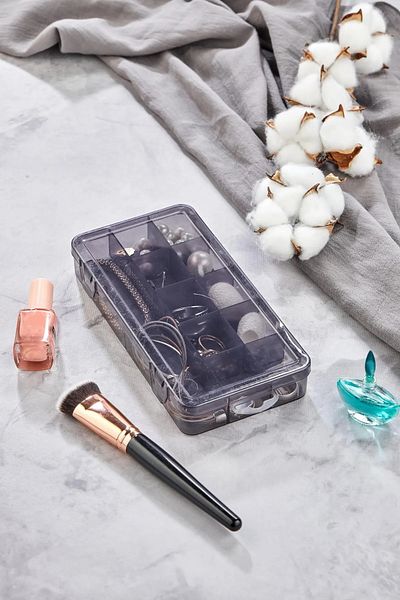 safestore 12 Compartments Anthracite Necklace Ring Accessory Storage and Organizer Jewelry and Watch Box