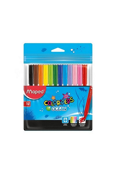 Maped Peps Ocean 12 Color Felt Tip Pen Set ( 845720 )