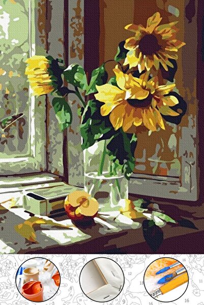 abbara Sayılarla Boyama Hobi Seti Çerçeveli Fırça Boya Dahil Kasnaklı 40x50 Cm Numaralı Tuval