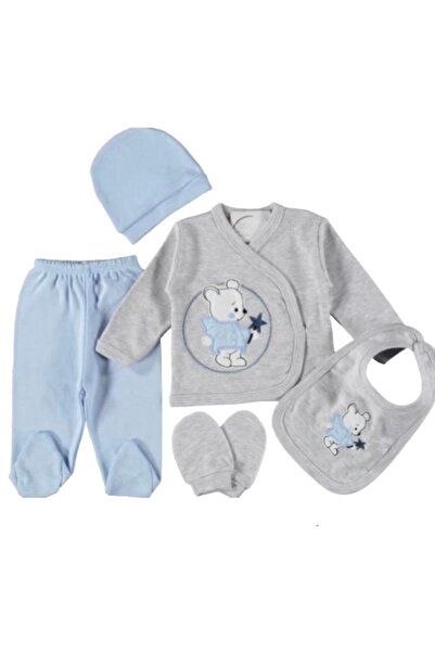 Bombinoo طقم ملابس مستشفى فاخرة للأطفال باللون الرمادي المرصع بالنجوم لحديثي ...