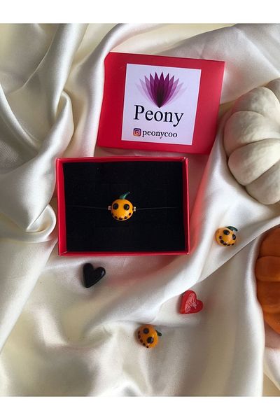 PEONY - peonyofficiall Halloween Halloween Pumpkin Glass Murano Bracelet Black String Bracelet