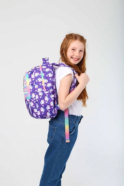KAUKKO Set rucsac și geantă de prânz pentru școală primară pentru fete cu model unicorn violet
