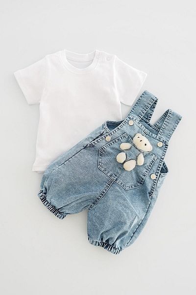 TUOBEBE Baby Jeans Slippers with Teddy Bear