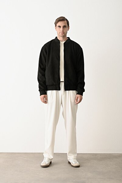 İLKCET MODA Ανδρικό παλτό με φερμουάρ με λαιμόκοψη V