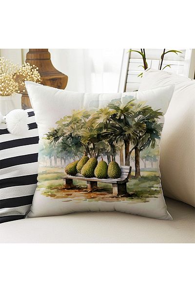 Else Dekor Double Sided Palm Patterned Digital Printed Throw Pillow Cover - Ds04