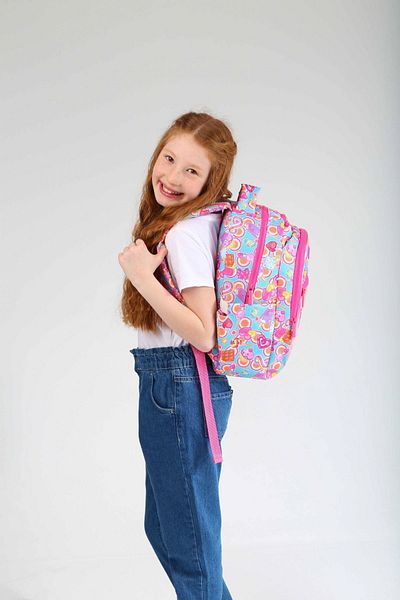 KAUKKO Set de rucsac și geantă de prânz pentru școală primară cu model cupcake roz pentru fete - broderie în oglindă