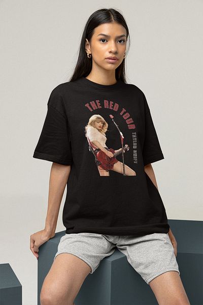 SEVBANO Taylor Swift - Tricou oversize unisex cu imprimeu Red Tour
