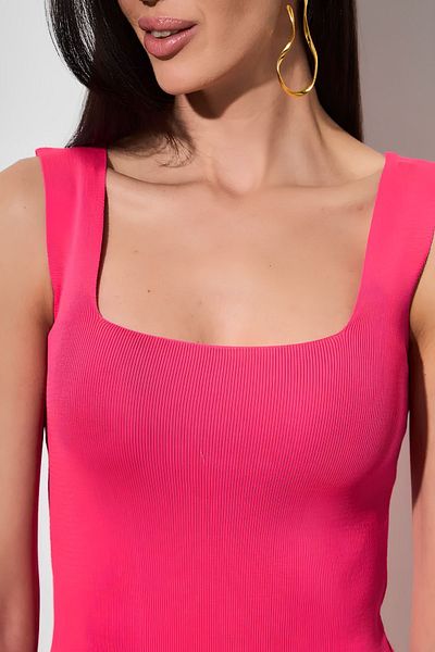 Baluxe Pink Square Collar Thick Strap Women's Knitwear Blouse