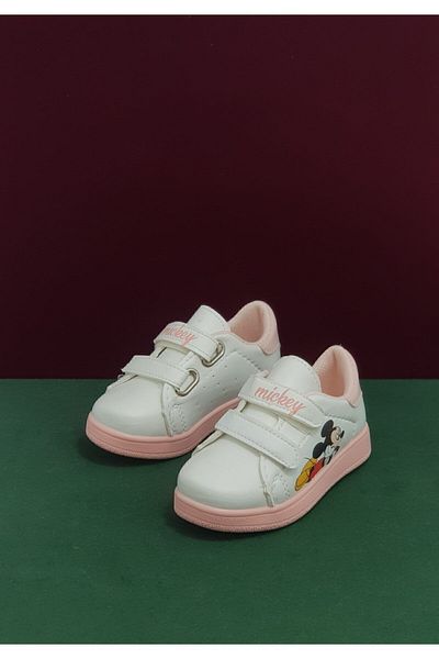 MICKEY Girl's White Powder Sports Shoes Miki White Pink Sports