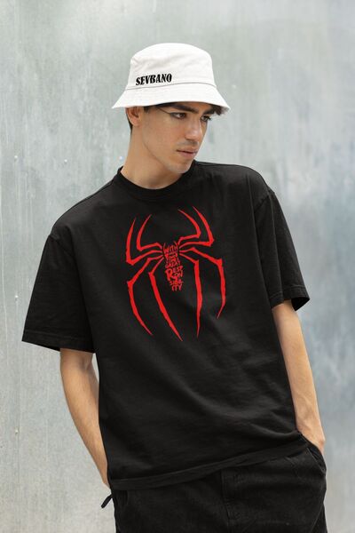 SEVBANO Spider-Man logo, štampana moderna unisex majica prevelikog kroja