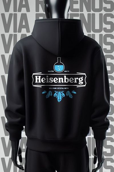 Vordevia Φούτερ Heisenberg με στάμπα 3 νημάτων φαρδιά μαύρη κουκούλα